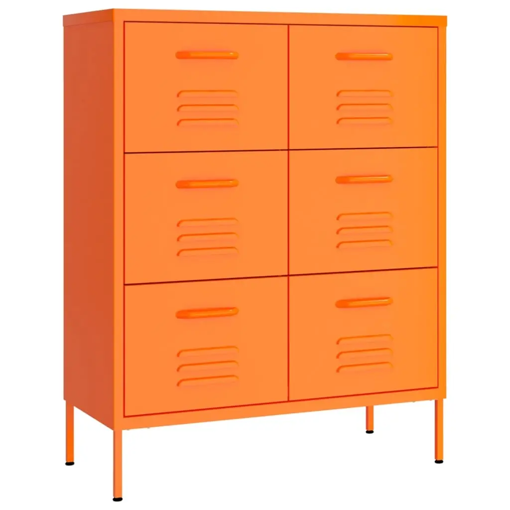 Drawer Cabinet Orange 80x35x101.5 cm Steel 336147 - Furniture