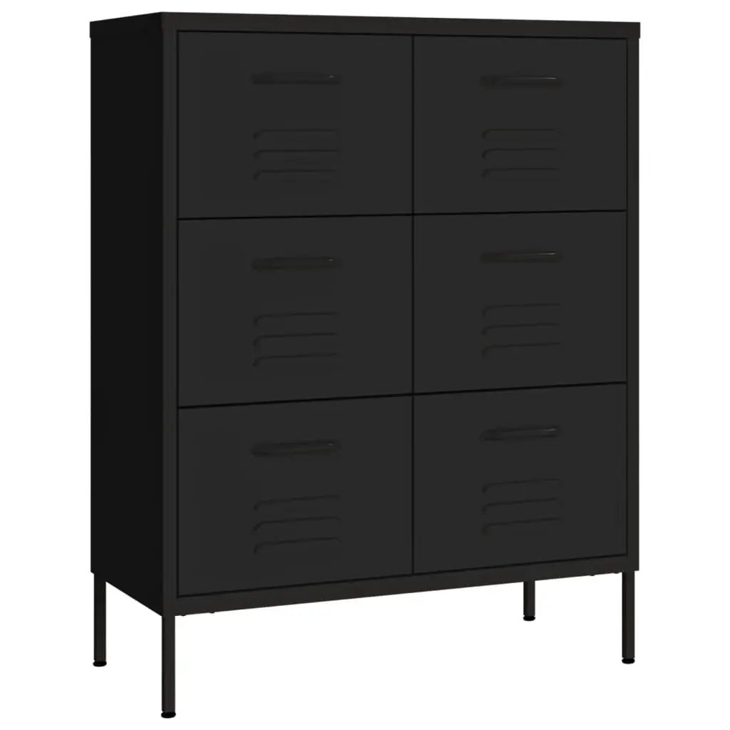 Drawer Cabinet Black 80x35x101.5 cm Steel 336151 - Furniture