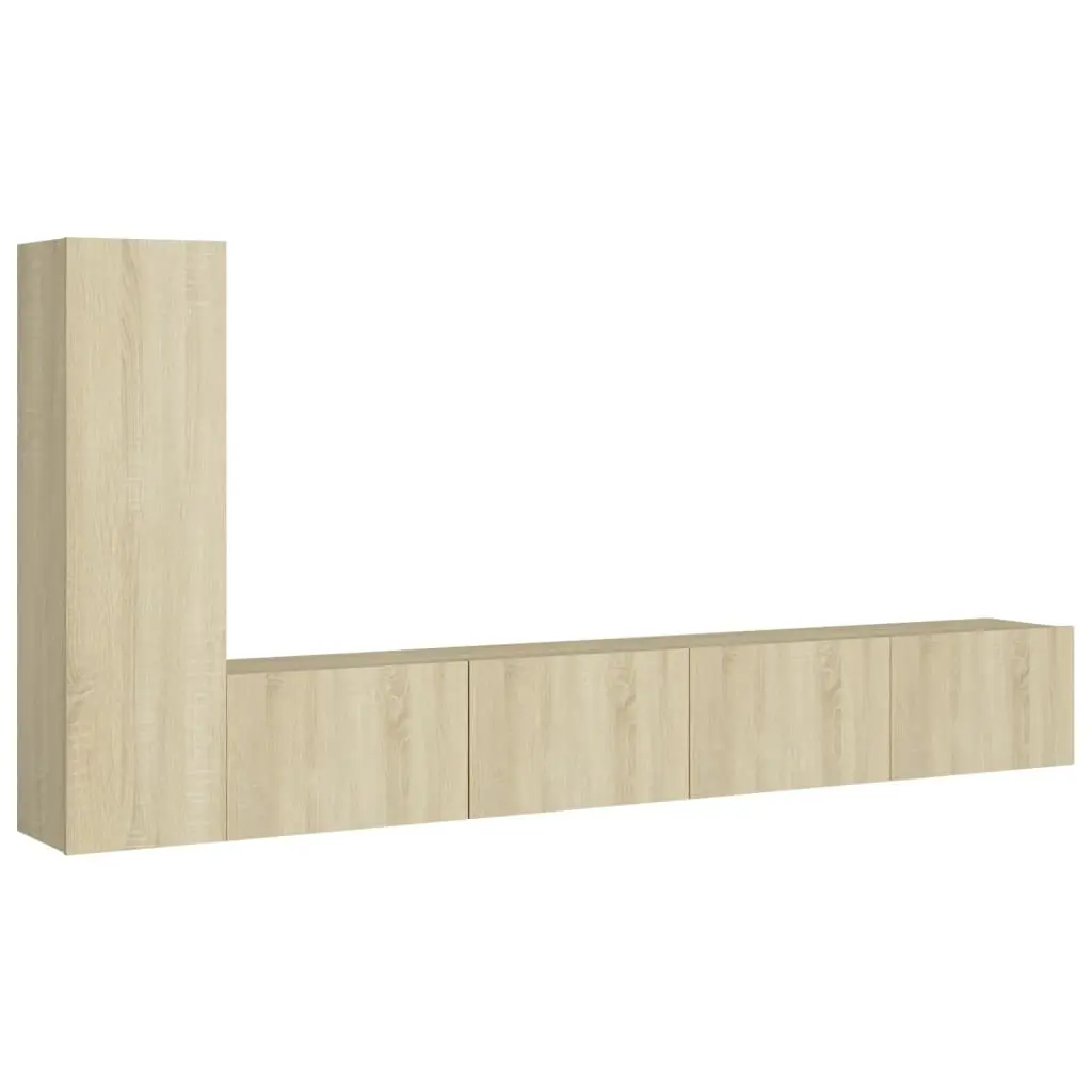 3 Piece TV Cabinet Set Sonoma Oak Engineered Wood 3078990 - Furniture