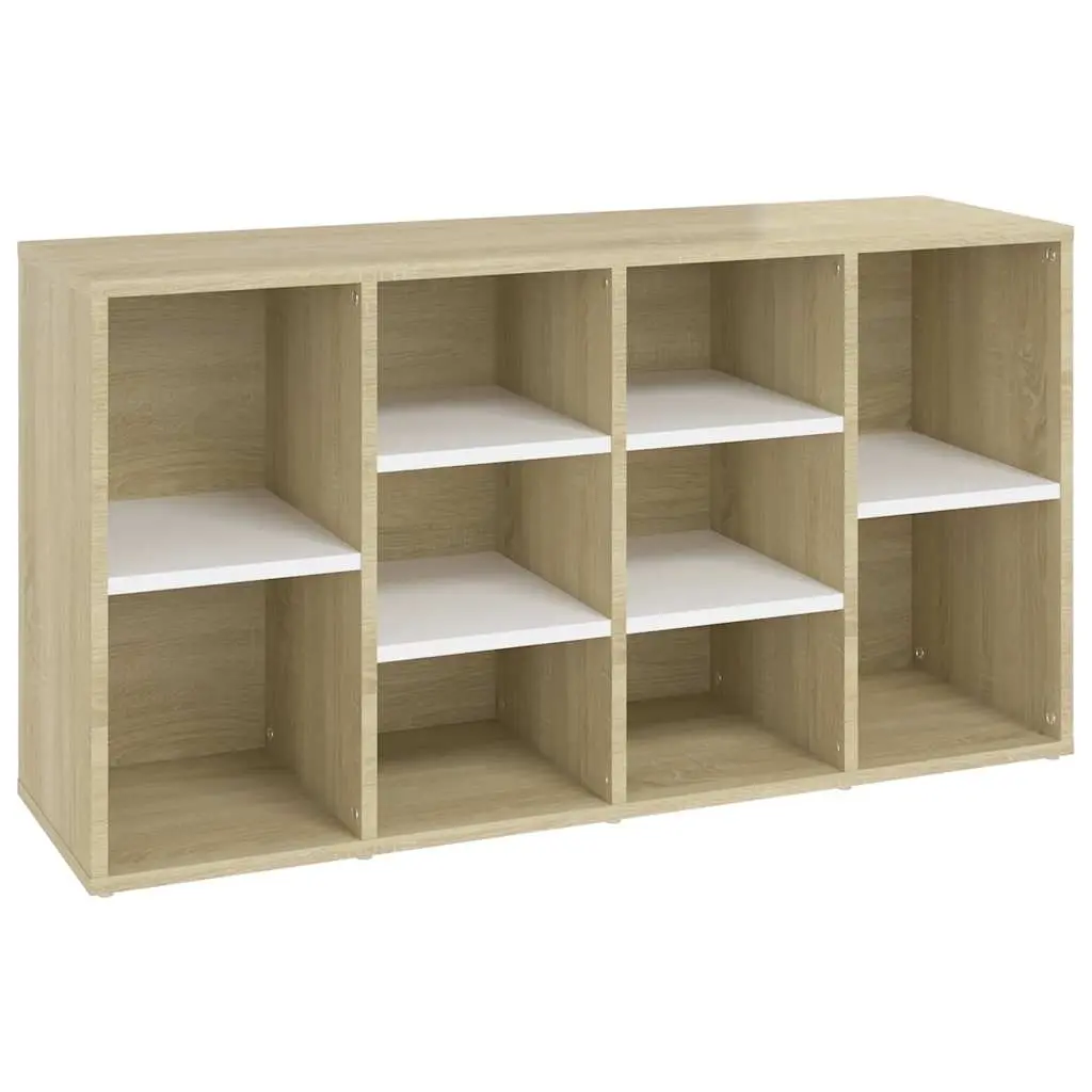 Shoe Bench White and Sonoma Oak 103x30x55 cm Engineered Wood 803295 - Home & Garden
