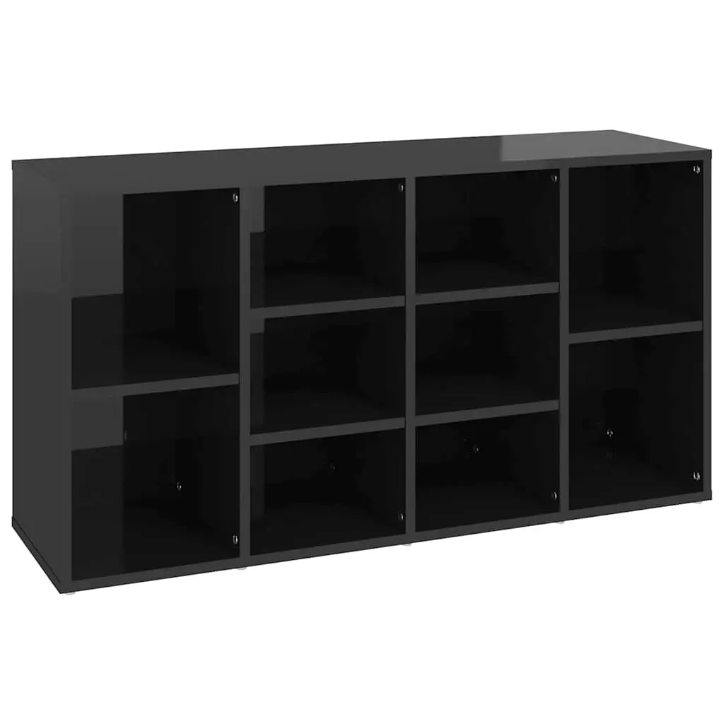 Shoe Bench High Gloss Black 103x30x55 cm Engineered Wood 803297 - Home & Garden