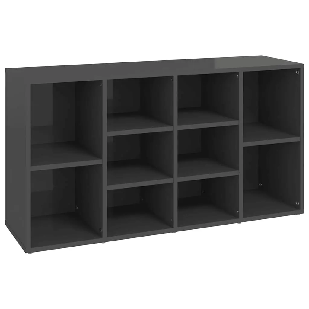 Shoe Bench High Gloss Grey 103x30x55 cm Engineered Wood 803298 - Home & Garden