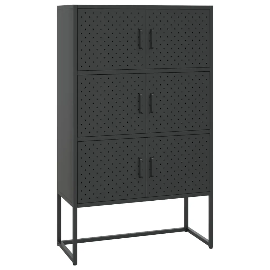 Highboard Black 80x35x135 cm Steel 335877 - Furniture