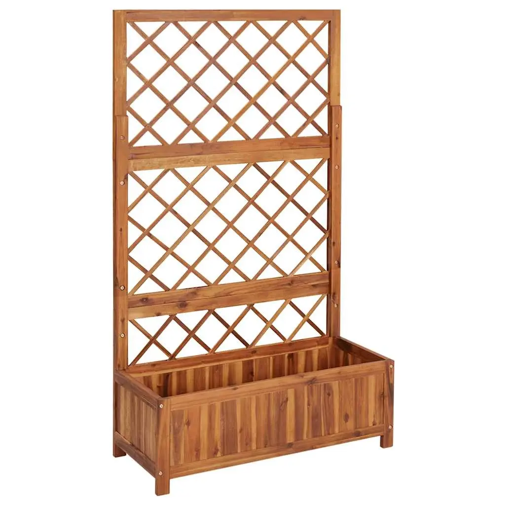 Raised Bed with Trellis 85x38x150 cm Solid Acacia Wood 316542 - Home & Garden