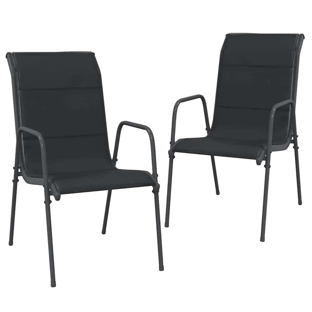 Garden Chairs 2 pcs Steel and Textilene Black 316820 - Furniture