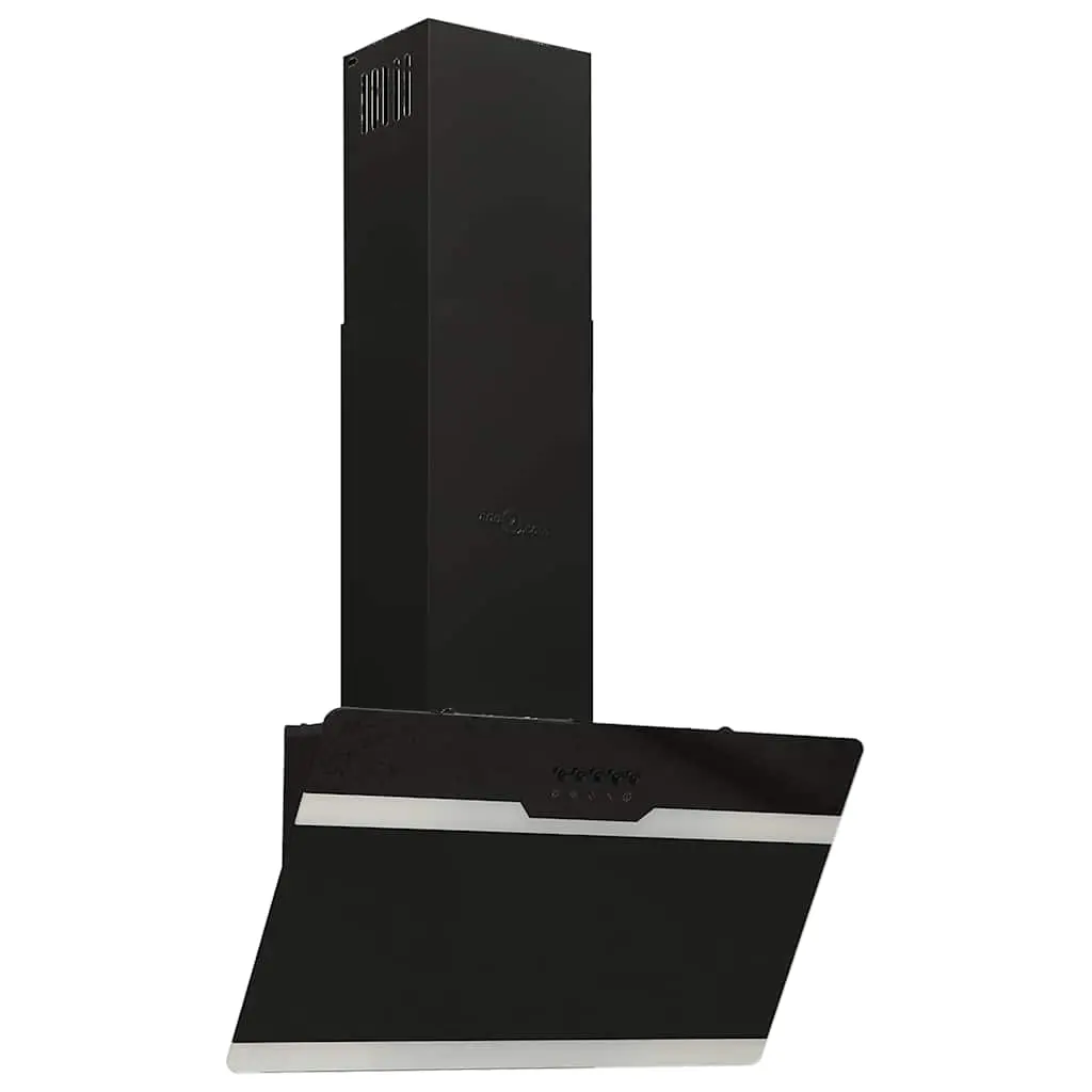 Wall Range Hood 60 cm Steel and Tempered Glass Black 51667 - Home & Garden