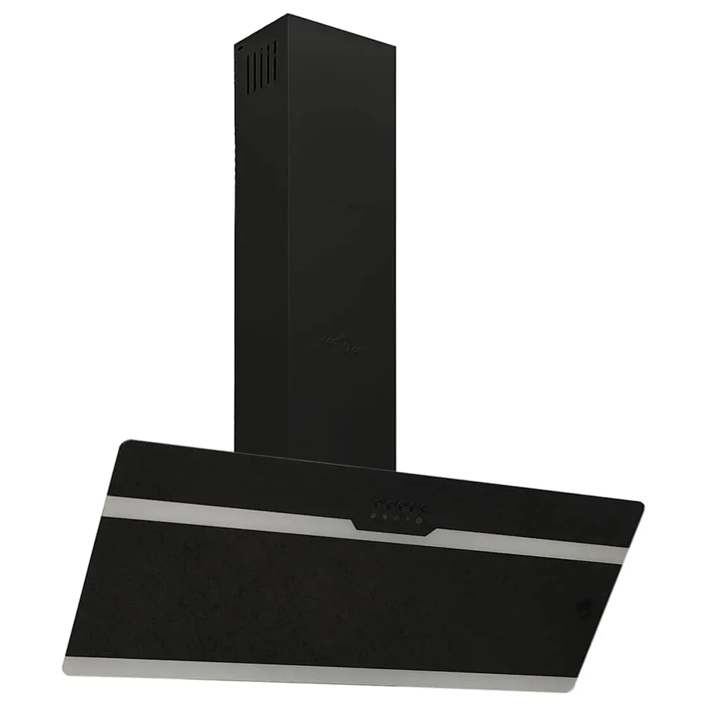 Wall Range Hood 90 cm Steel and Tempered Glass Black 51669 - Home & Garden