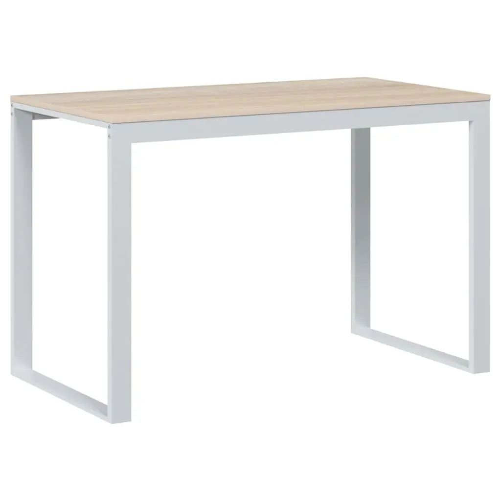 Computer Desk White and Oak 110x60x73 cm Engineered Wood 30198 - Furniture
