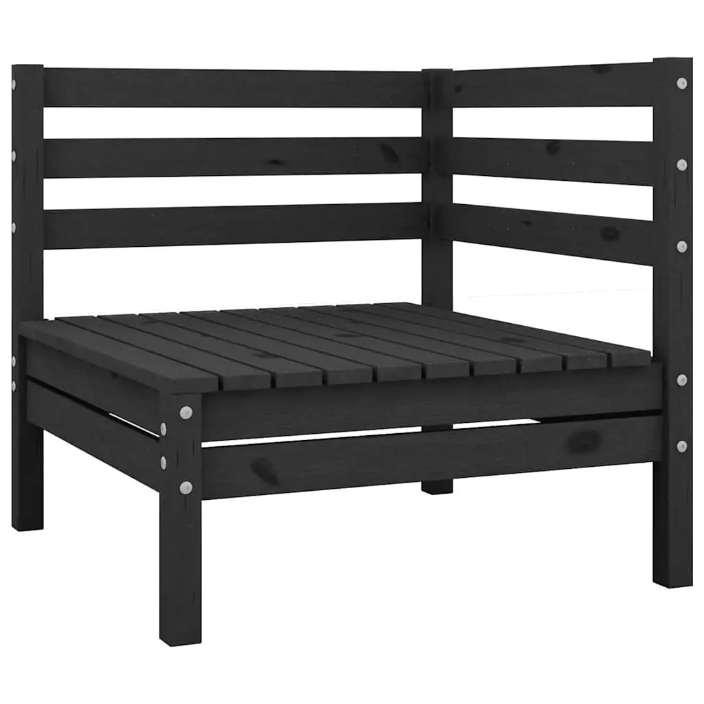 Garden Corner Sofa Black Solid Pinewood 806571 - Furniture