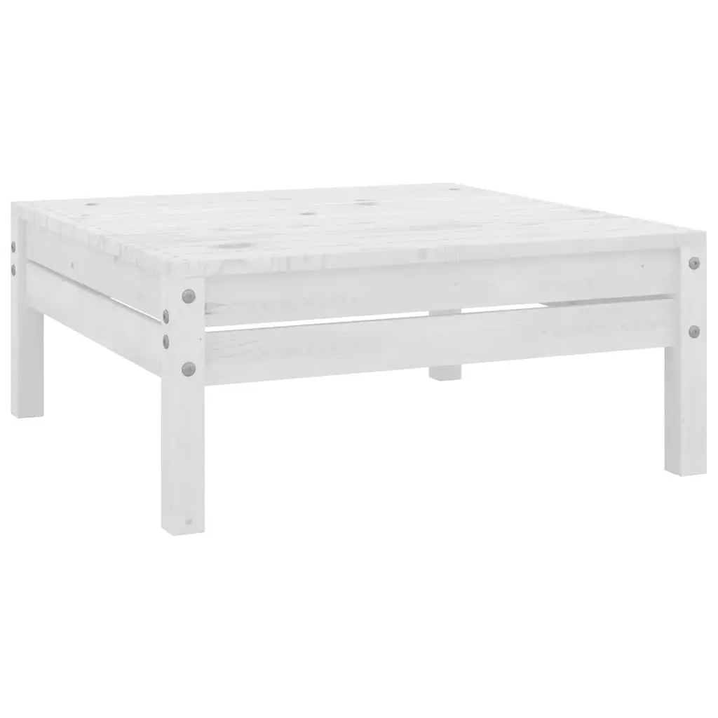 Garden Footstool White Solid Pinewood 806578 - Furniture