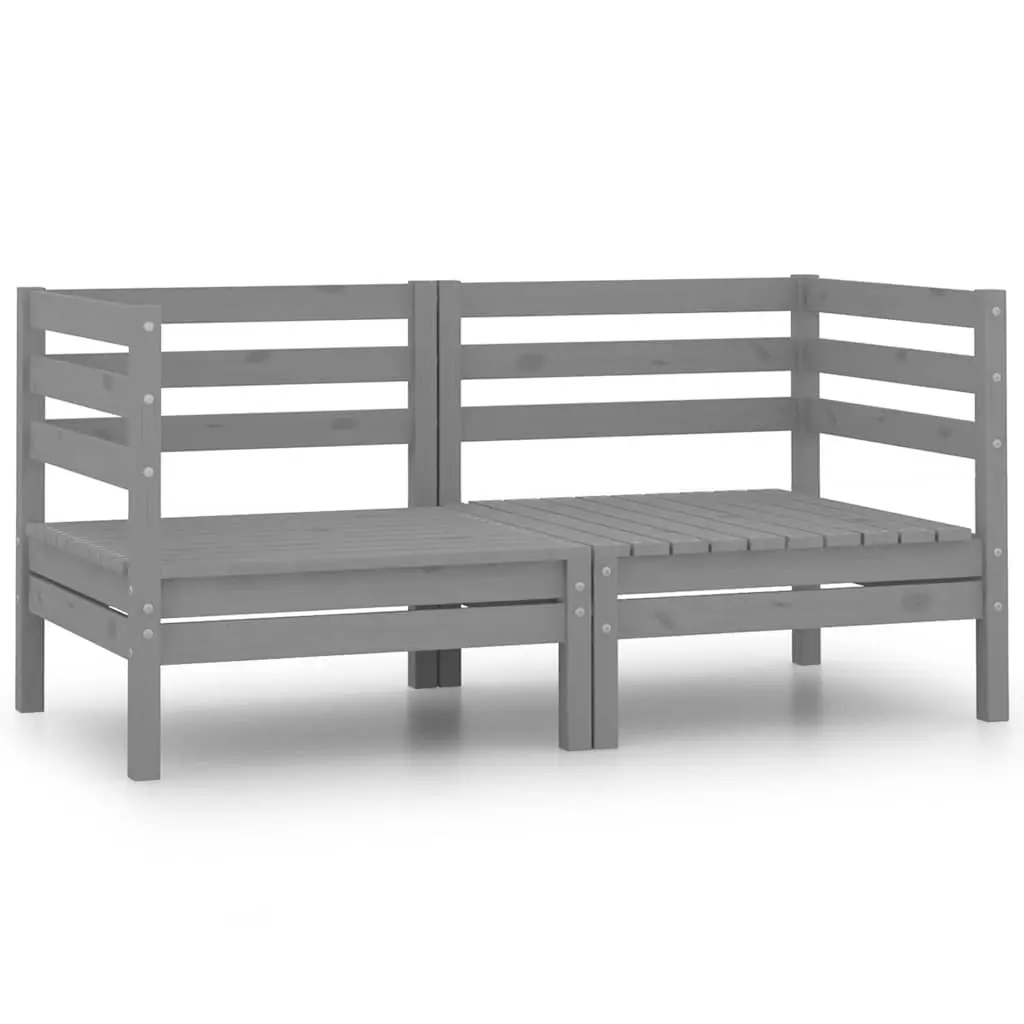 Garden Corner Sofas 2 pcs Grey Solid Pinewood 806584 - Furniture