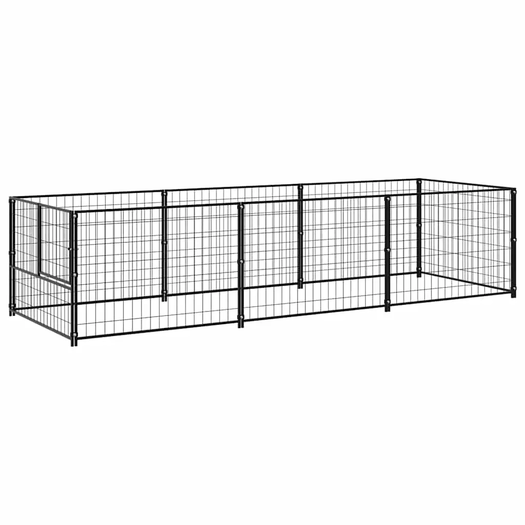 Dog Kennel Black 3 m² Steel 3082093 - Pets
