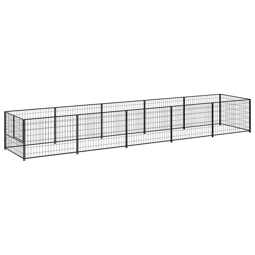 Dog Kennel Black 5 m² Steel 3082095 - Pets