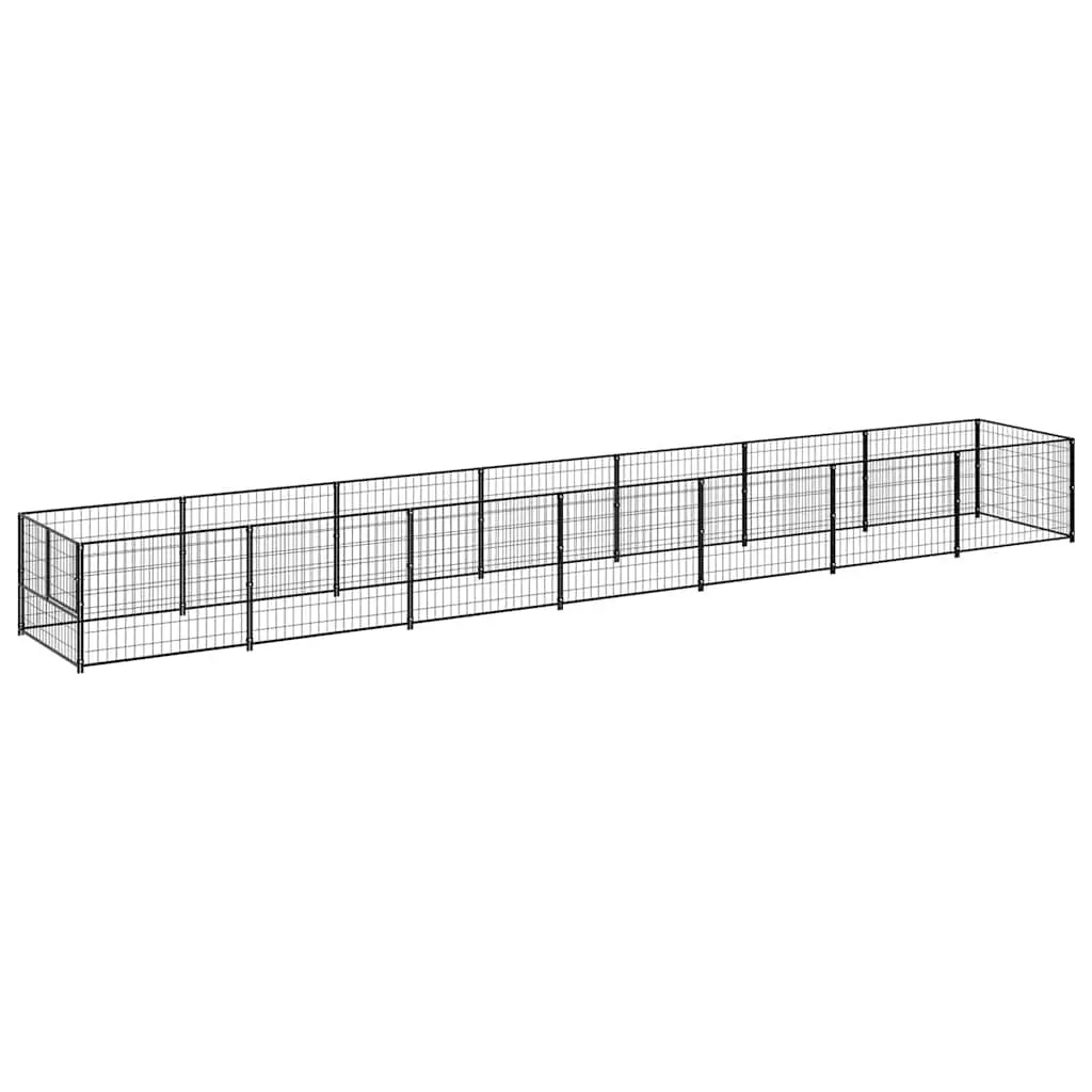 Dog Kennel Black 7 m² Steel 3082097 - Pets