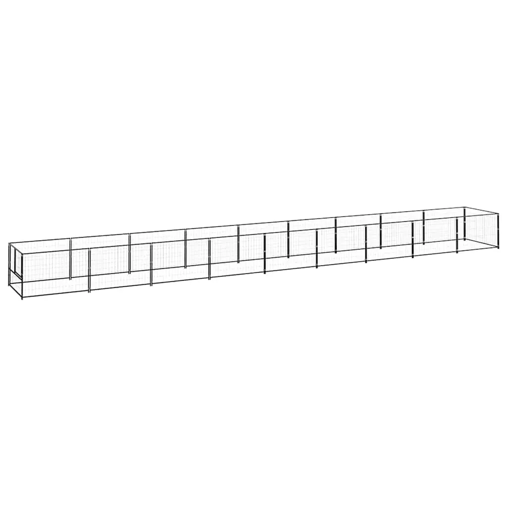 Dog Kennel Black 9 m² Steel 3082099 - Pets