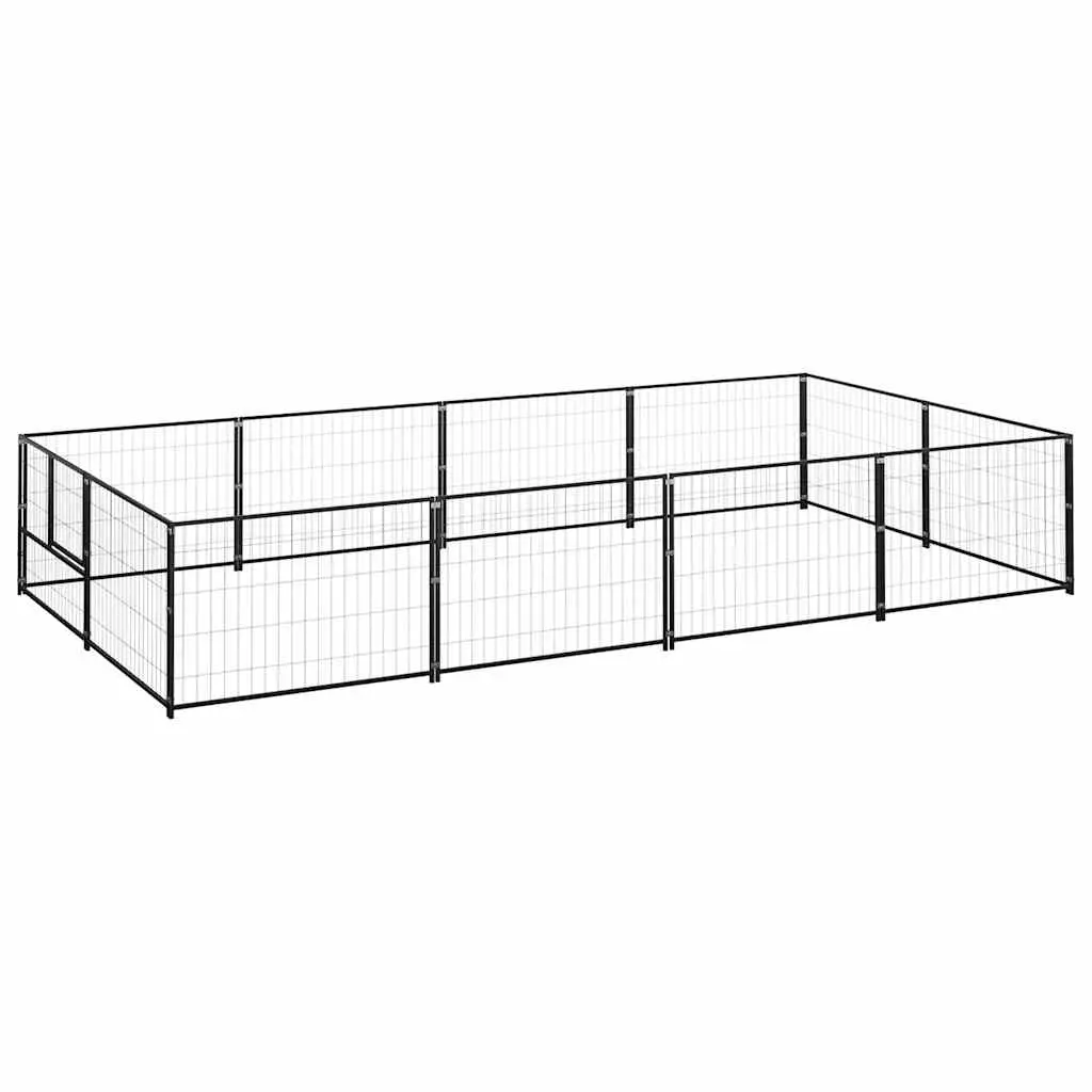 Dog Kennel Black 8 m² Steel 3082111 - Pets