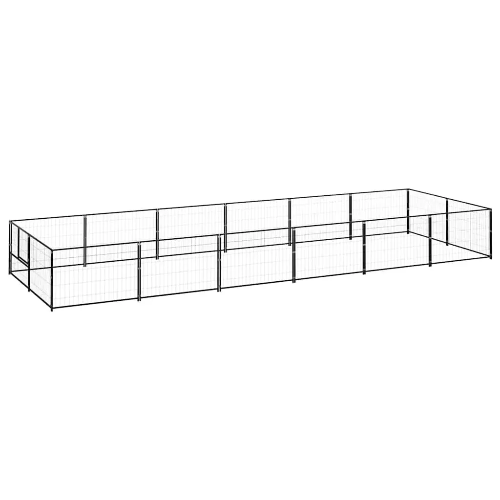 Dog Kennel Black 12 m² Steel 3082113 - Pets