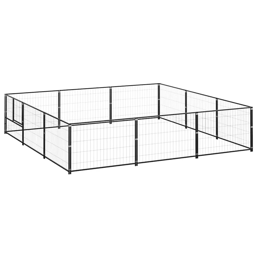 Dog Kennel Black 9 m² Steel 3082127 - Pets