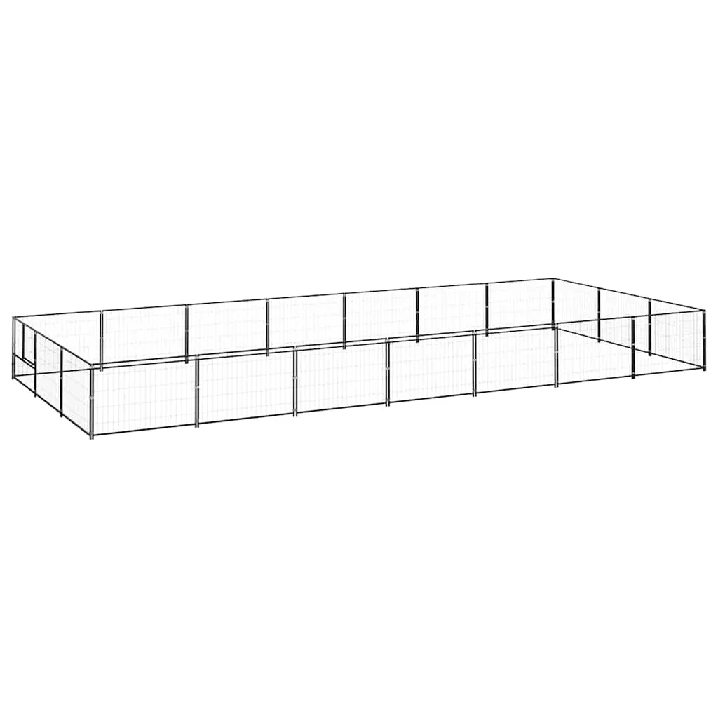 Dog Kennel Black 21 m² Steel 3082131 - Pets
