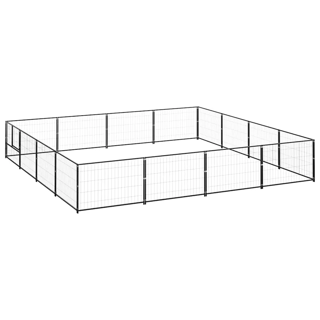 Dog Kennel Black 16 m² Steel 3082143 - Pets