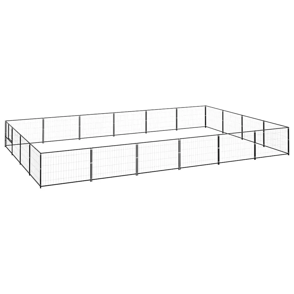 Dog Kennel Black 24 m² Steel 3082145 - Pets