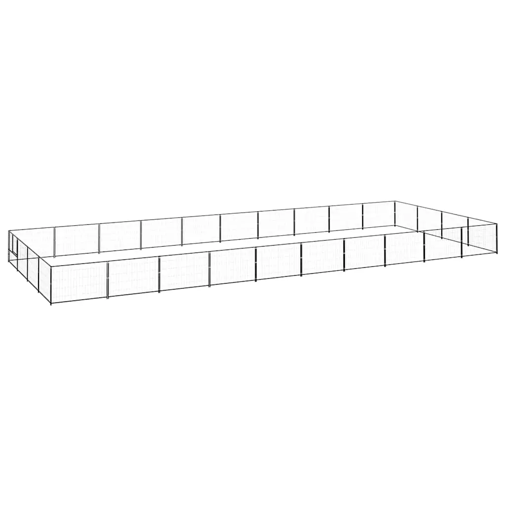 Dog Kennel Black 40 m² Steel 3082149 - Pets