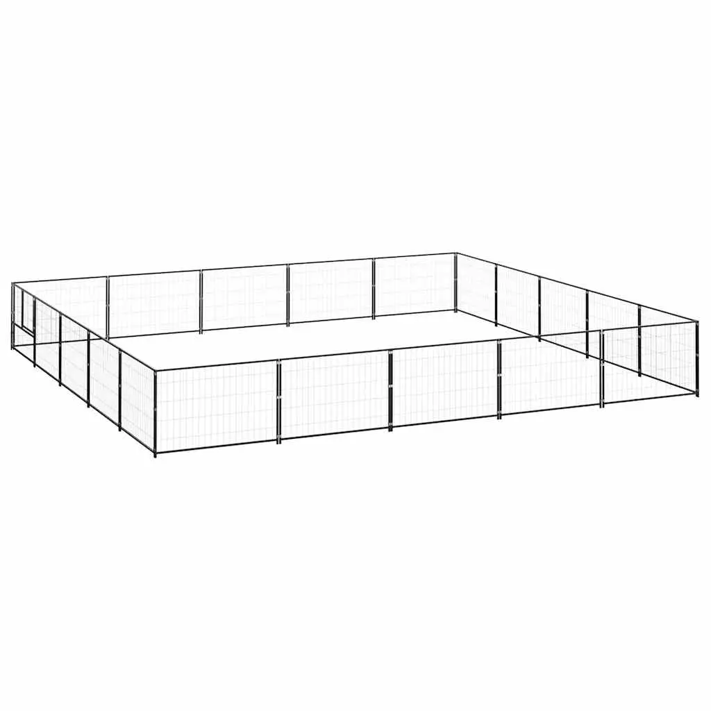 Dog Kennel Black 25 m² Steel 3082157 - Pets
