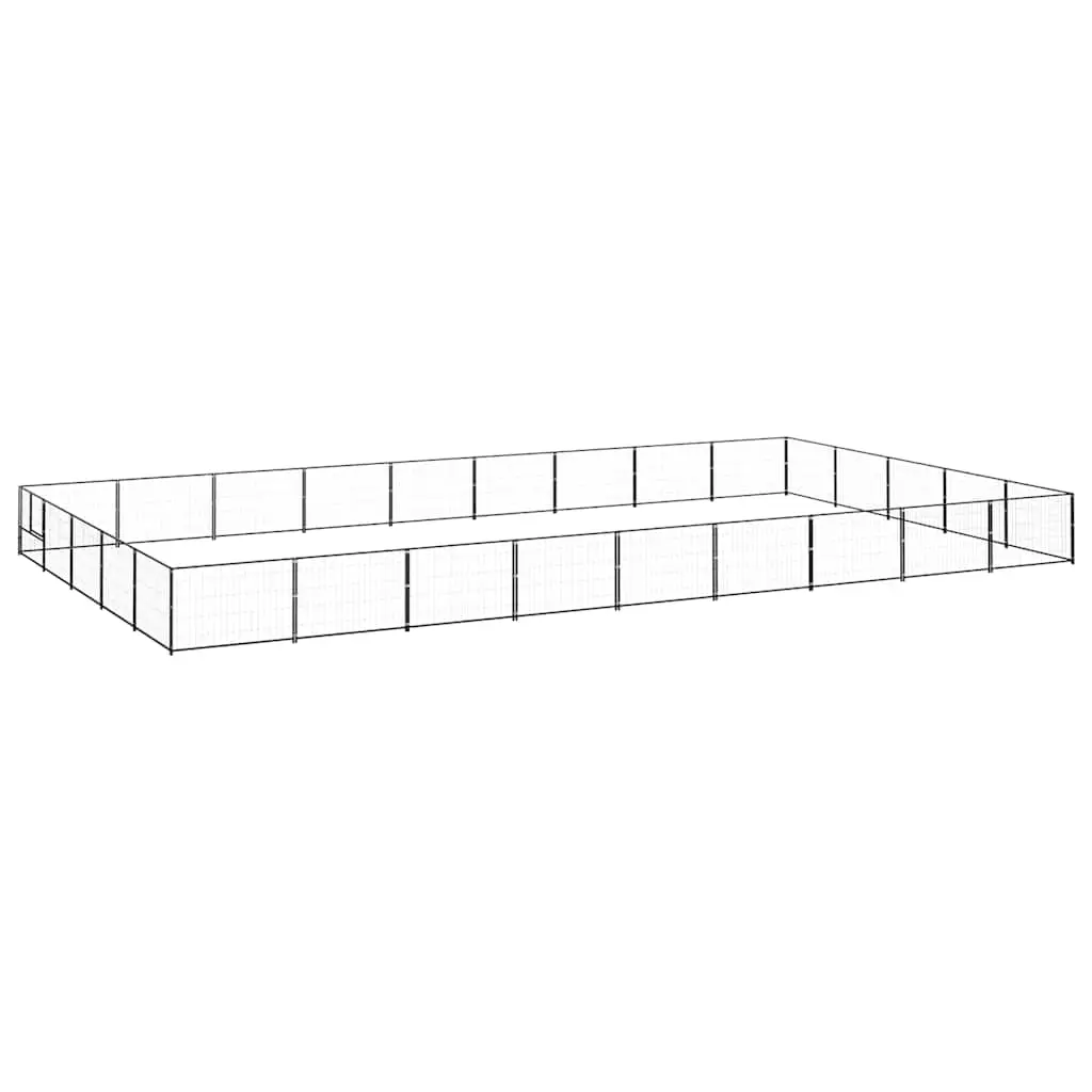 Dog Kennel Black 45 m² Steel 3082161 - Pets