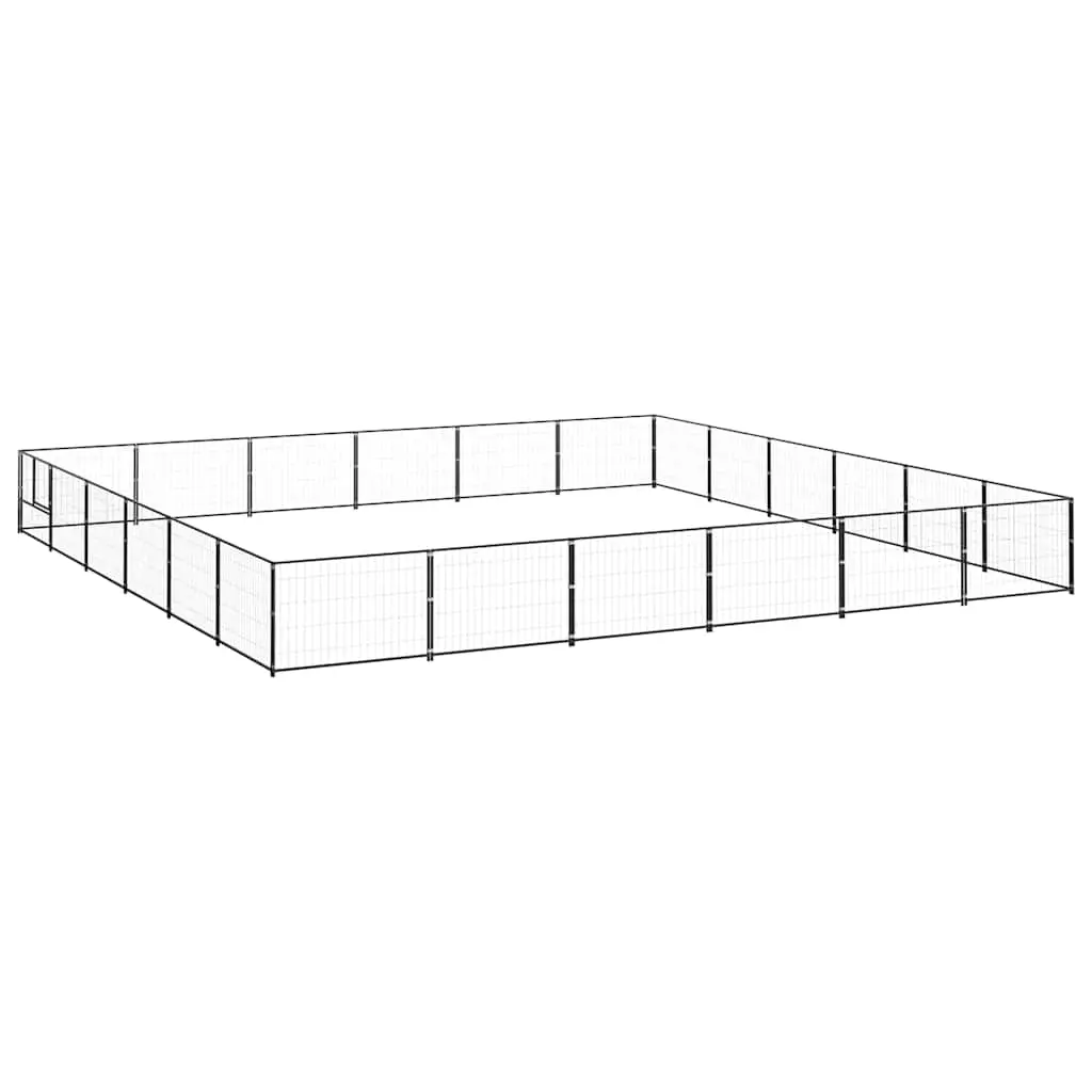 Dog Kennel Black 36 m² Steel 3082169 - Pets
