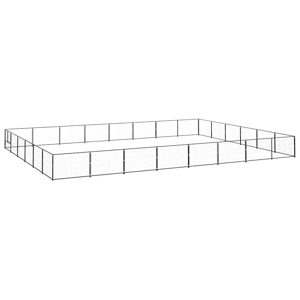 Dog Kennel Black 48 m² Steel 3082171 - Pets