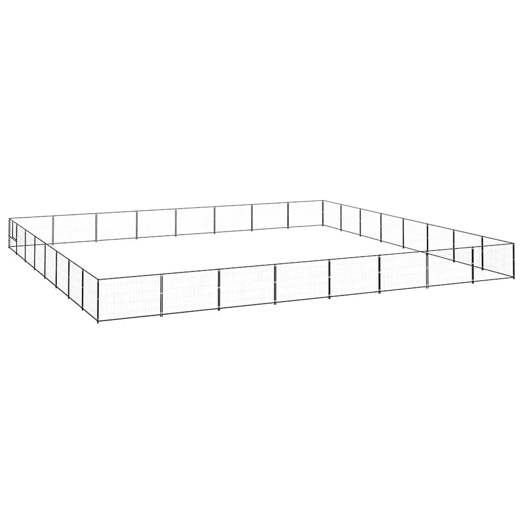 Dog Kennel Black 64 m² Steel 3082187 - Pets