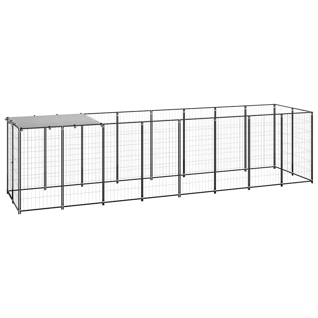 Dog Kennel Black 4.84 m² Steel 3082200 - Pets