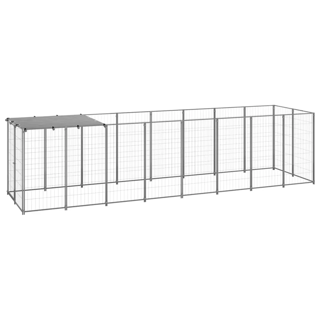 Dog Kennel Silver 4.84 m² Steel 3082203 - Pets