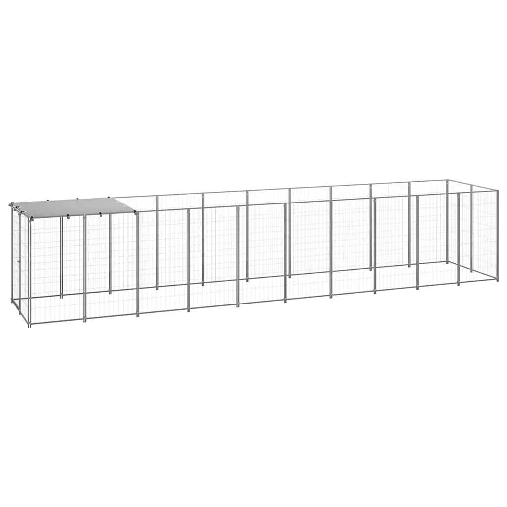 Dog Kennel Silver 6.05 m² Steel 3082204 - Pets