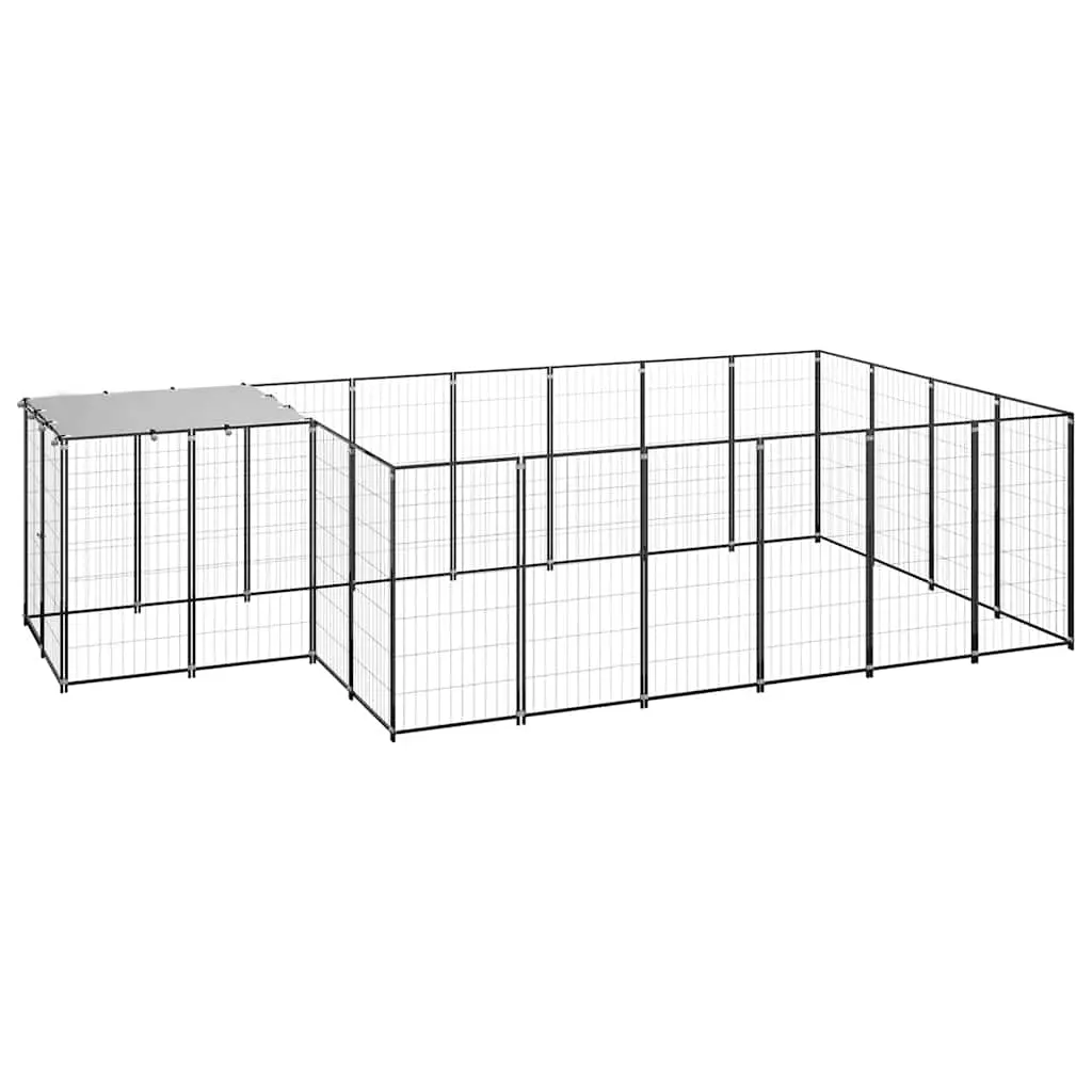 Dog Kennel Black 8.47 m² Steel 3082206 - Pets