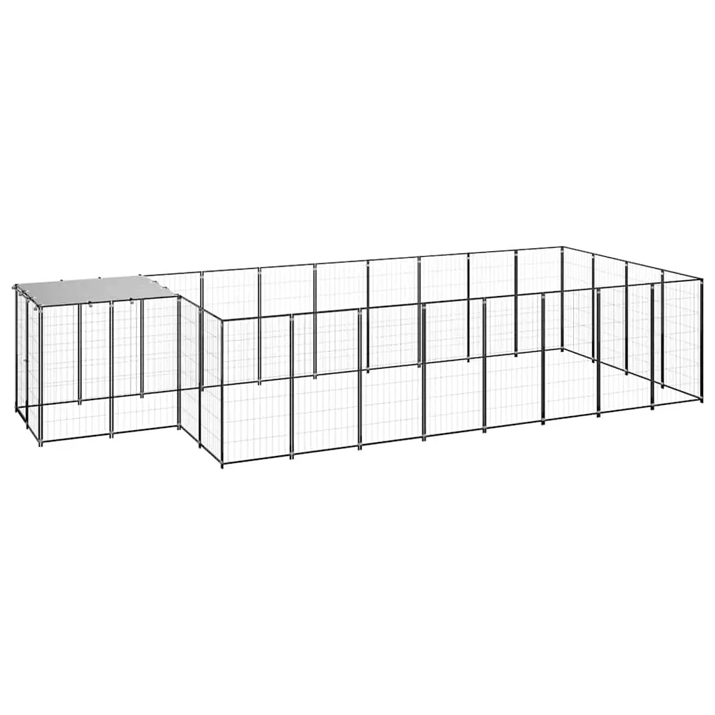 Dog Kennel Black 10.89 m² Steel 3082207 - Pets