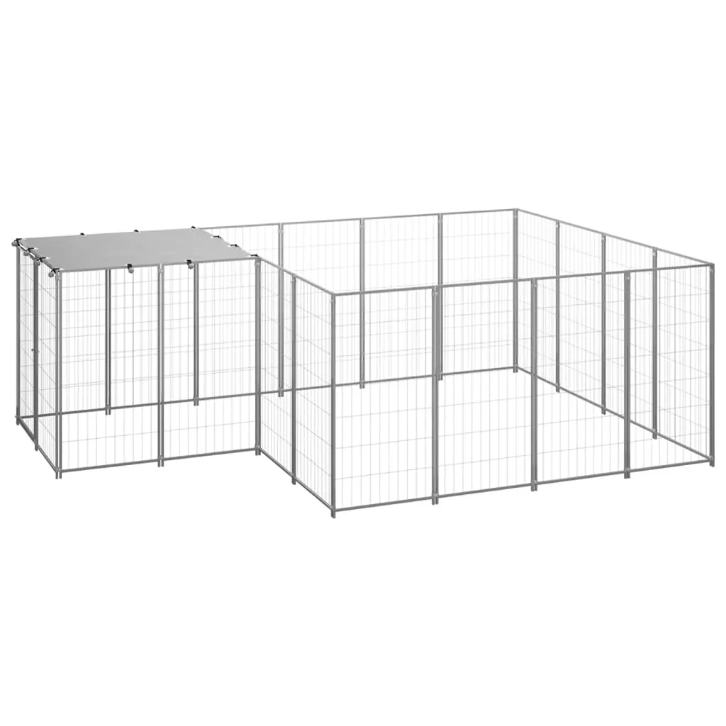 Dog Kennel Silver 6.05 m² Steel 3082208 - Pets