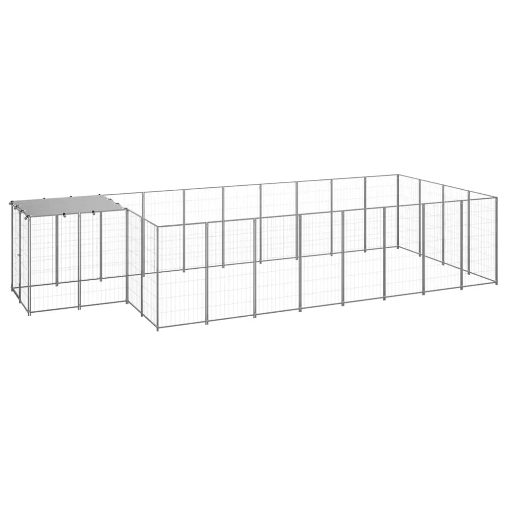 Dog Kennel Silver 10.89 m² Steel 3082210 - Pets