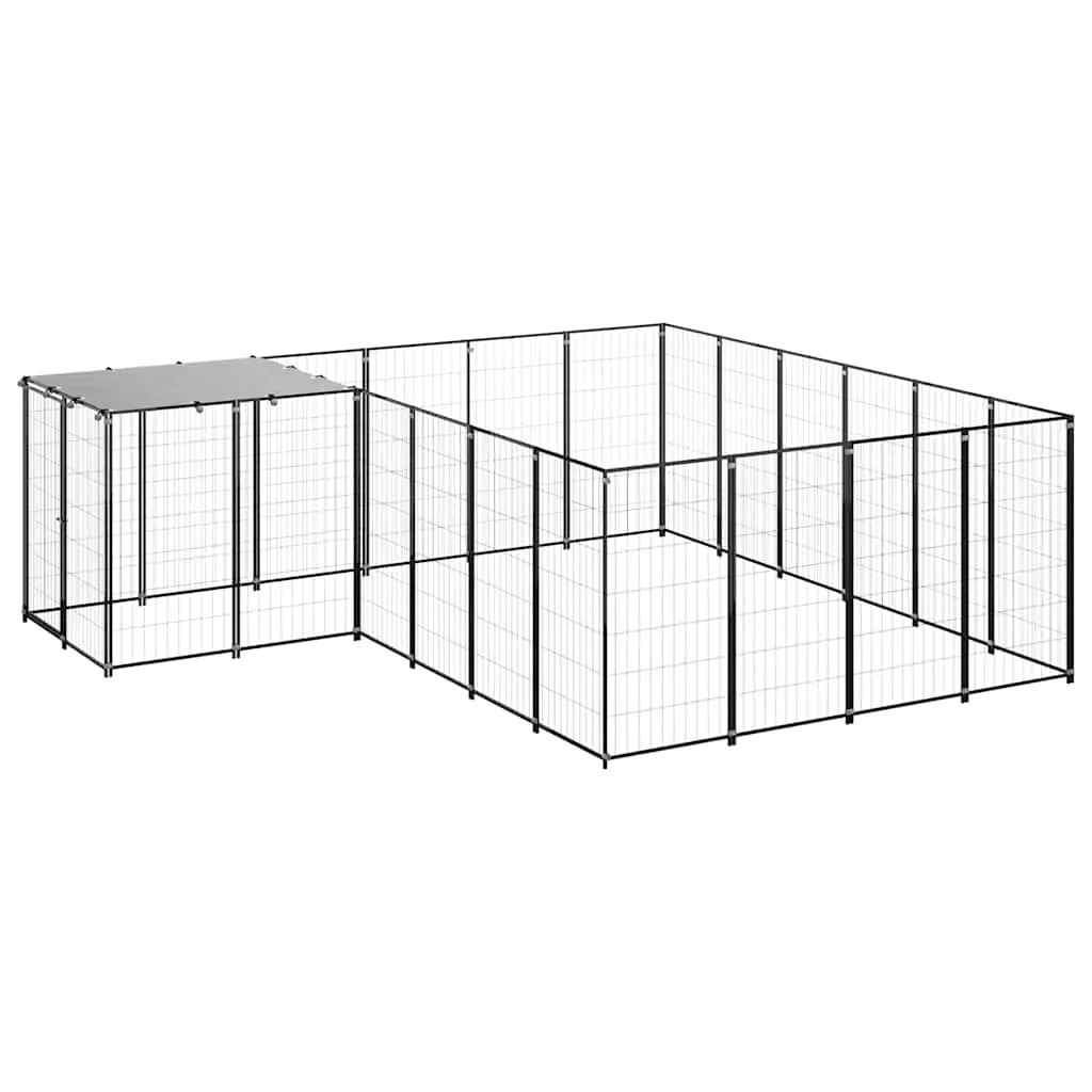 Dog Kennel Black 8.47 m² Steel 3082212 - Pets