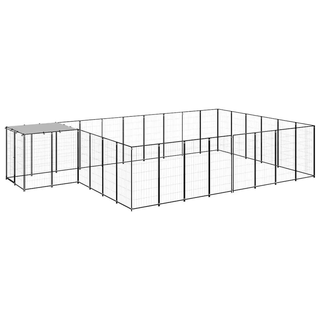 Dog Kennel Black 15.73 m² Steel 3082214 - Pets