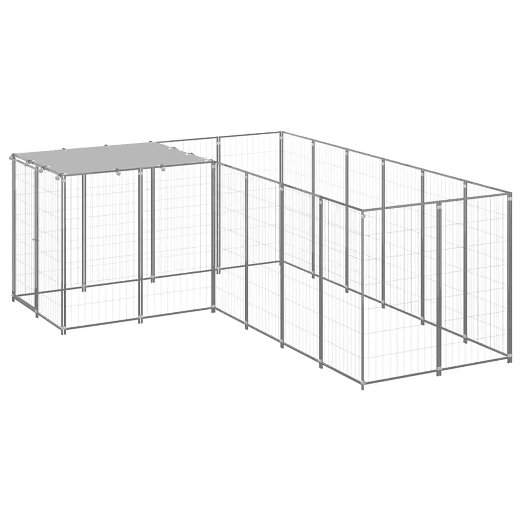Dog Kennel Silver 4.84 m² Steel 3082218 - Pets
