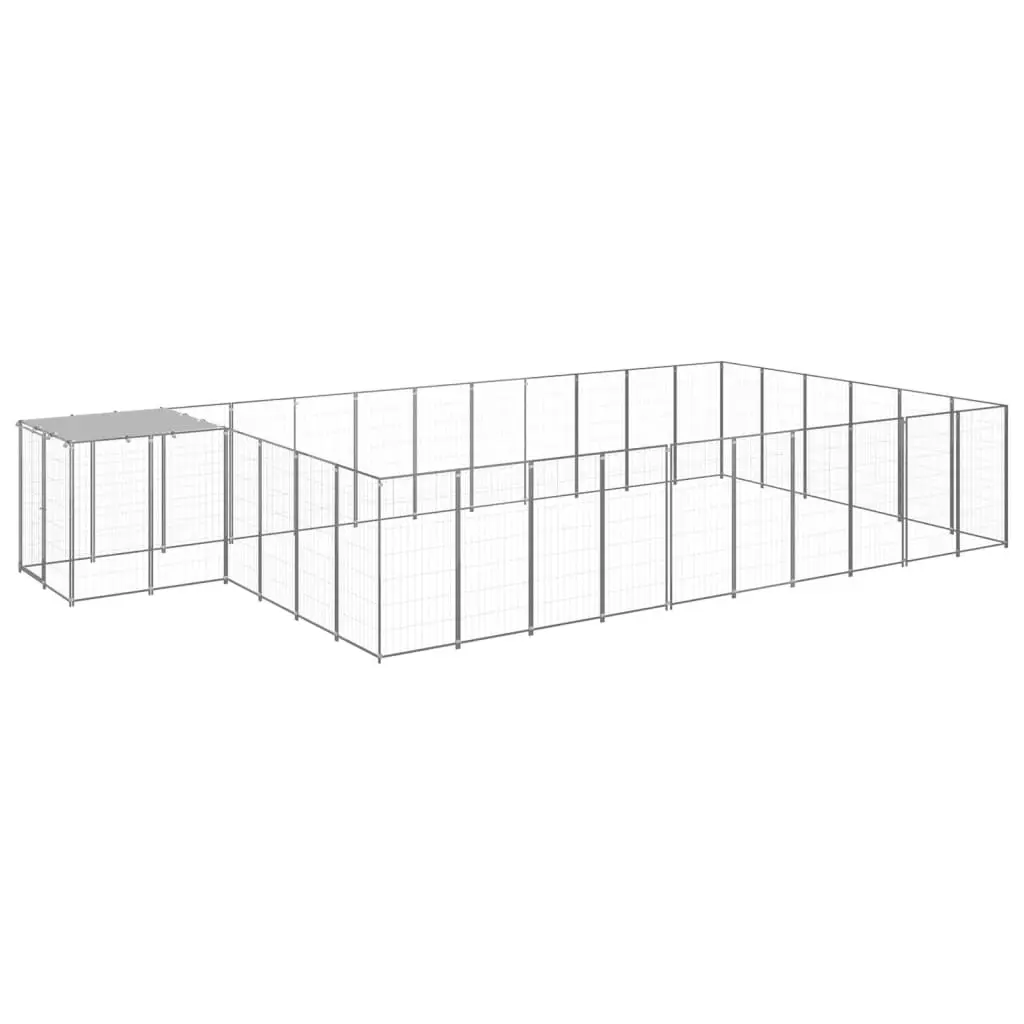 Dog Kennel Silver 19.36 m² Steel 3082222 - Pets