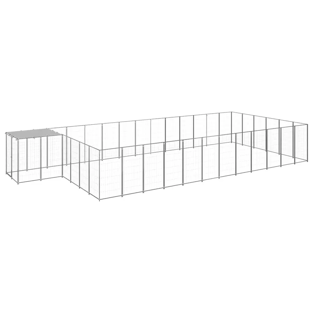 Dog Kennel Silver 22.99 m² Steel 3082223 - Pets