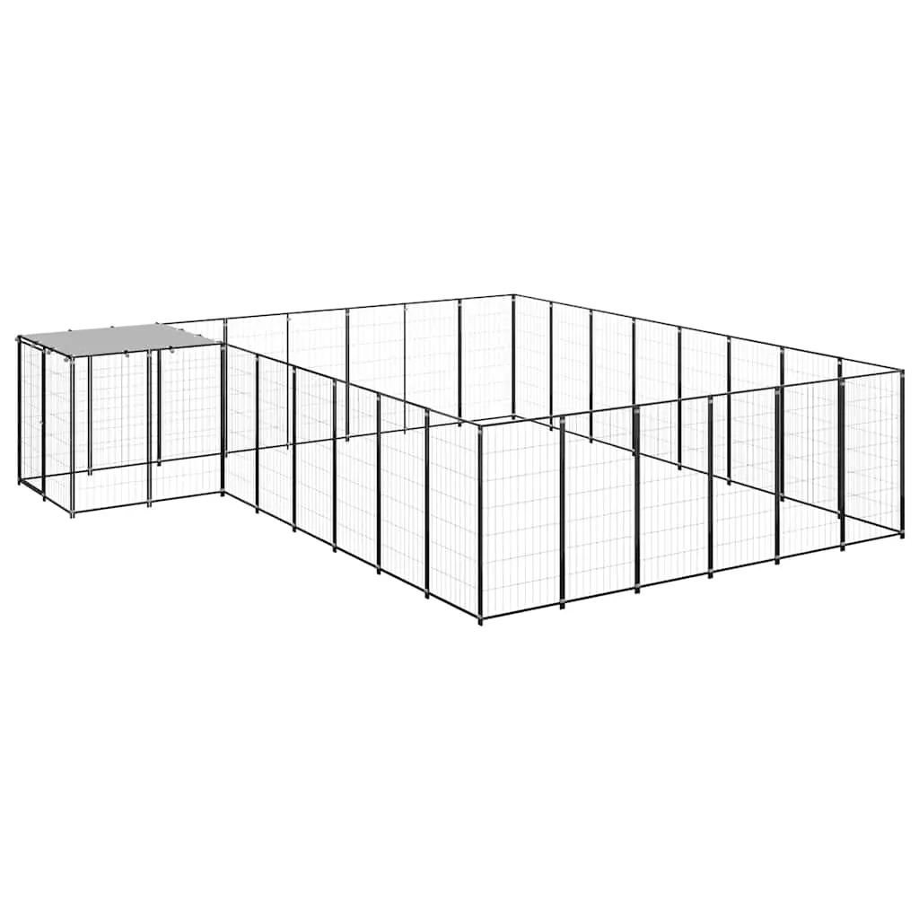Dog Kennel Black 15.73 m² Steel 3082227 - Pets