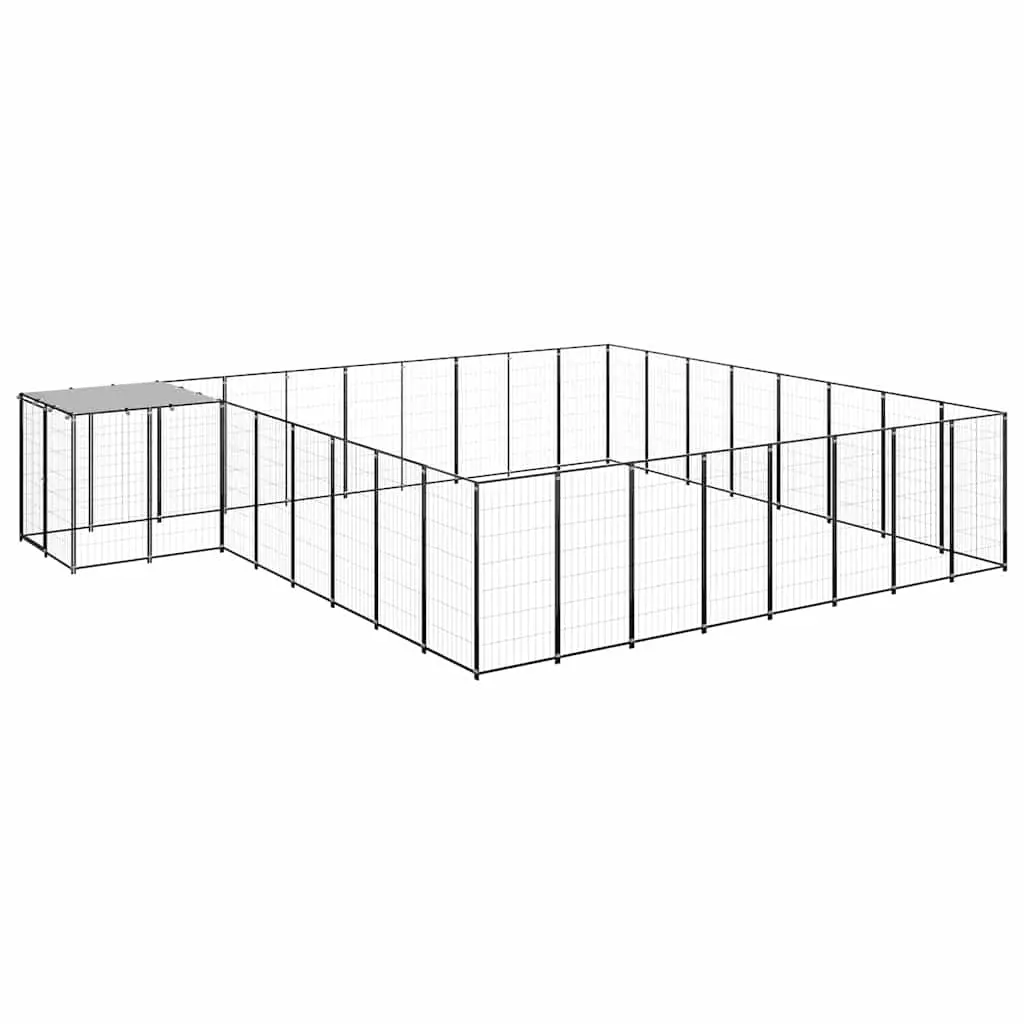 Dog Kennel Black 20.57 m² Steel 3082228 - Pets
