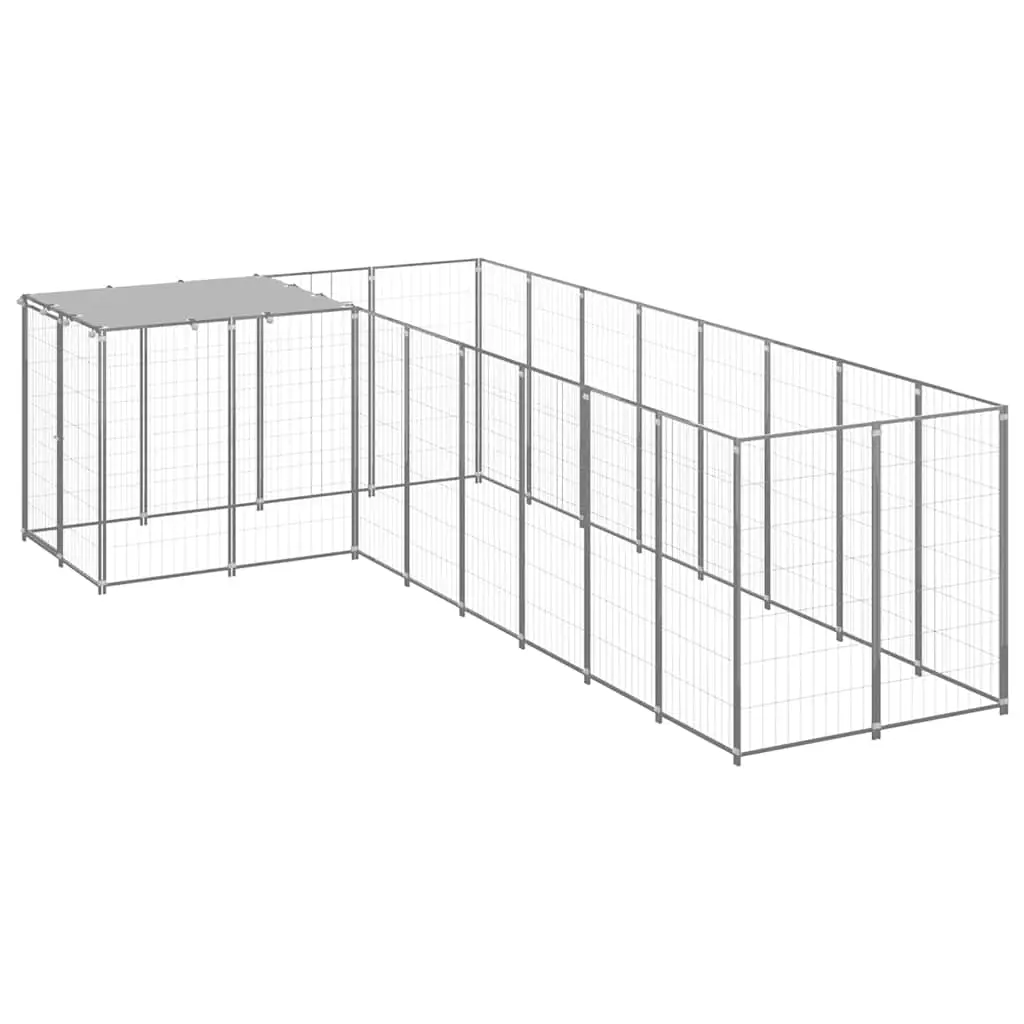 Dog Kennel Silver 6.05 m² Steel 3082231 - Pets