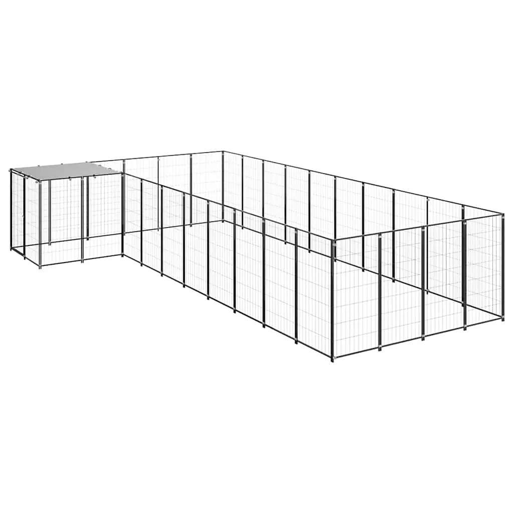 Dog Kennel Black 13.31 m² Steel 3082238 - Pets
