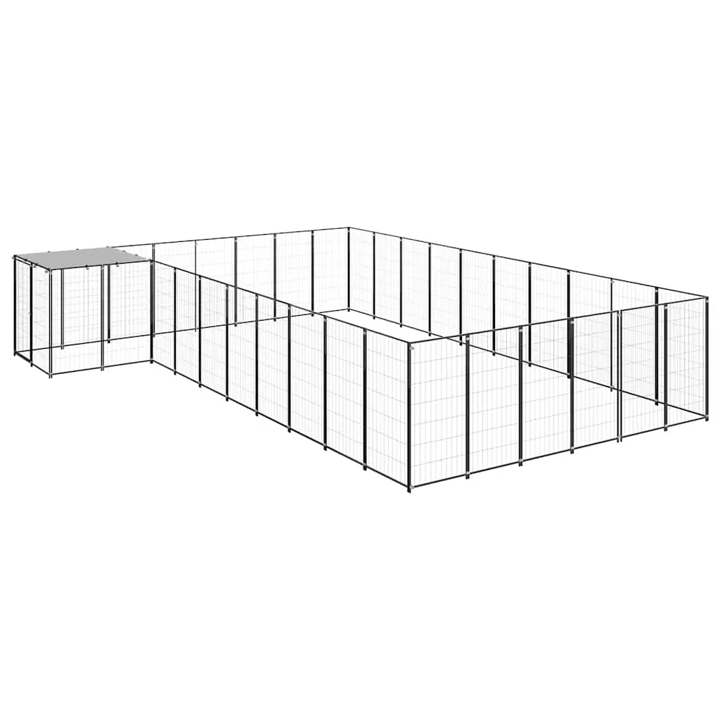 Dog Kennel Black 19.36 m² Steel 3082239 - Pets