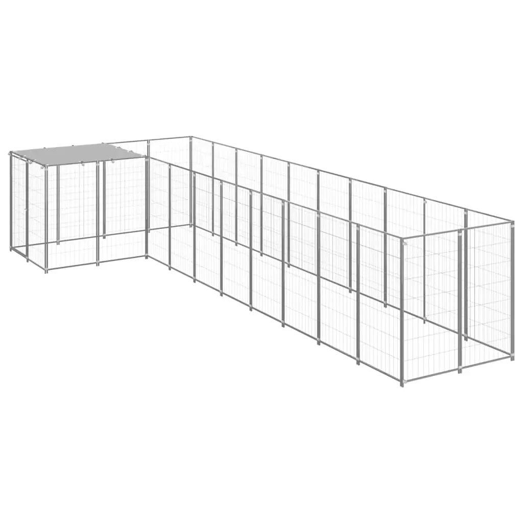 Dog Kennel Silver 7.26 m² Steel 3082243 - Pets