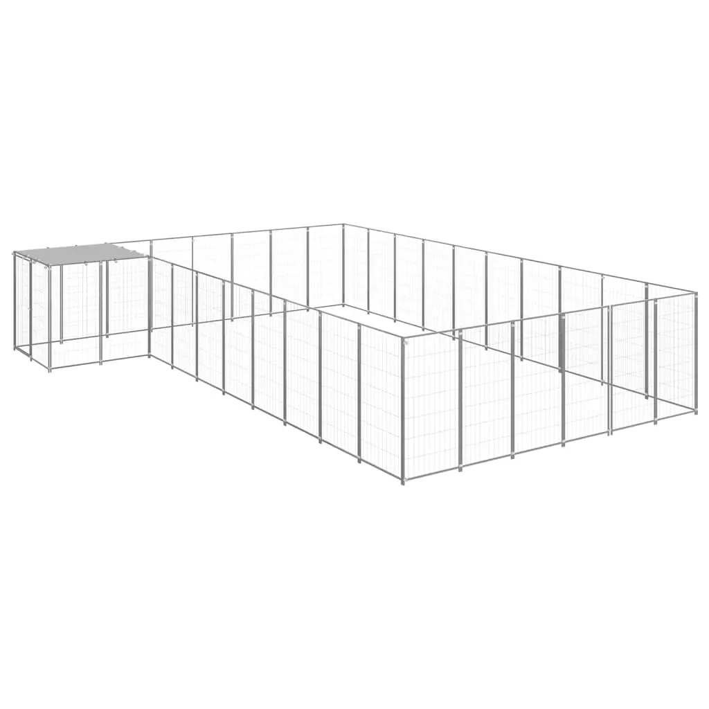 Dog Kennel Silver 19.36 m² Steel 3082245 - Pets